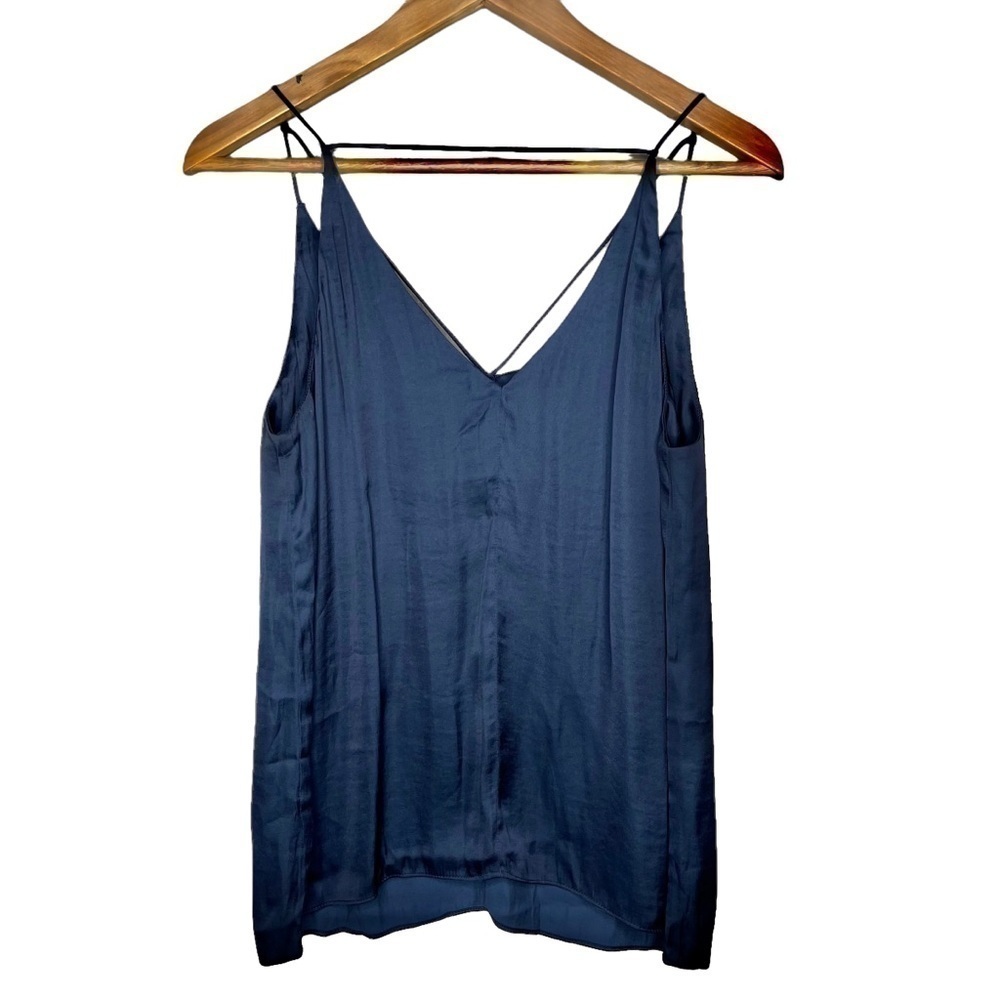 Glassons Silky Strappy navy blue top Sz 10